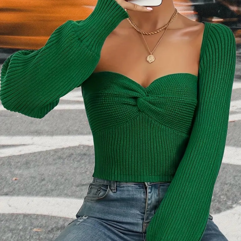 Green Shrug Sweater Set Tube Top Size Small